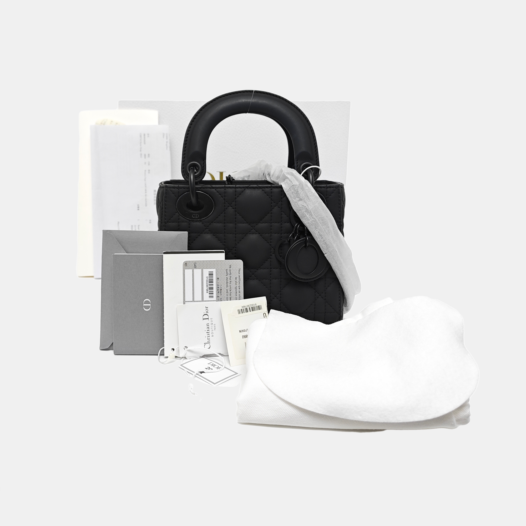 Lady Dior Mini Cannage Calfskin Black