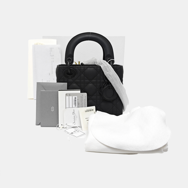Lady Dior Mini Cannage Calfskin Black