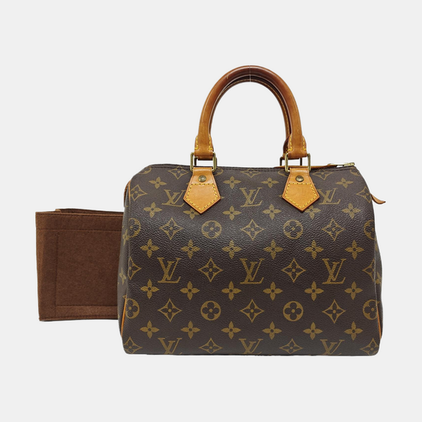 Authenticated pre-owned  SPEEDY 25 Monogram Coated Canvas Brown - Top Handle Bag at Looply