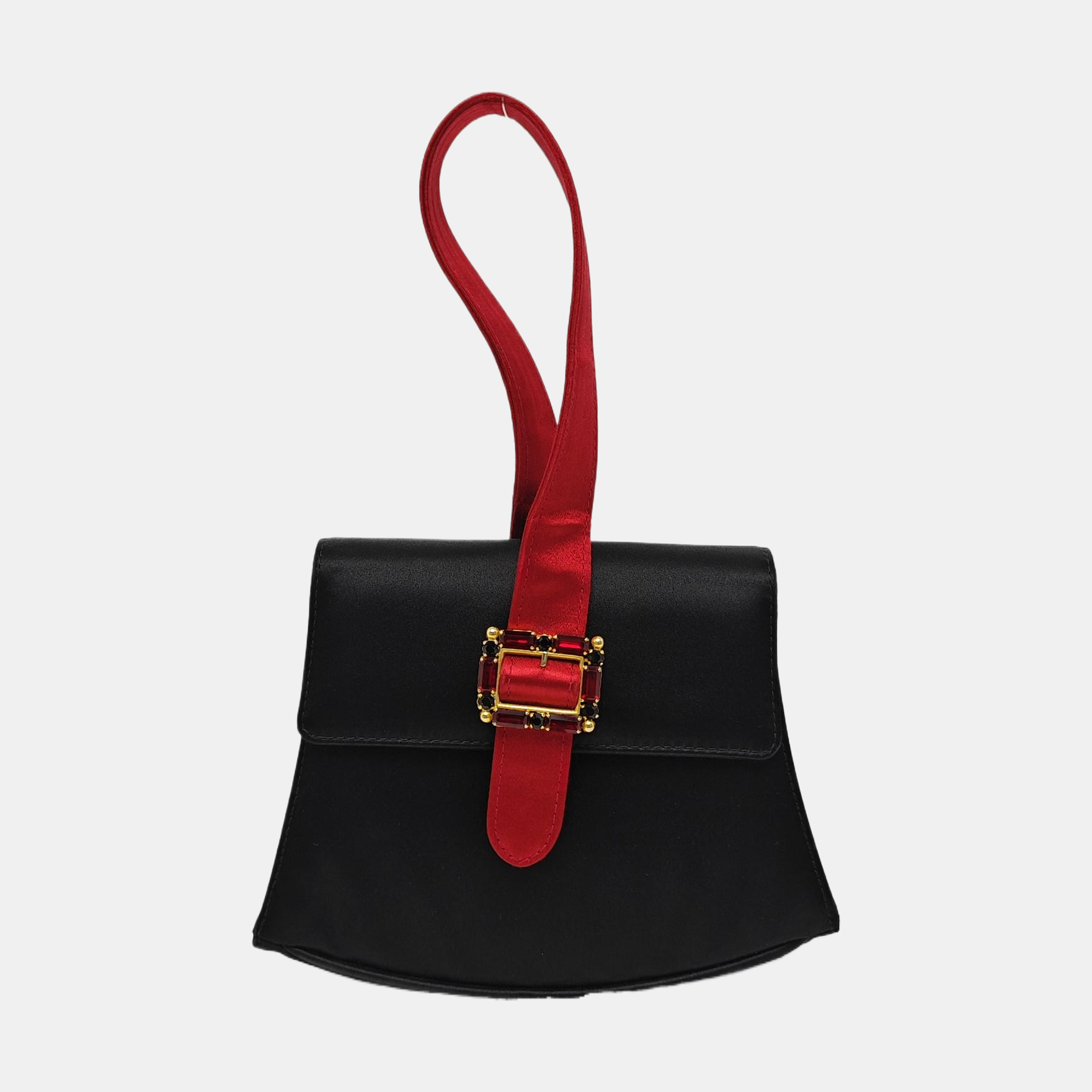 Silk Satin Top Handle Bag Black