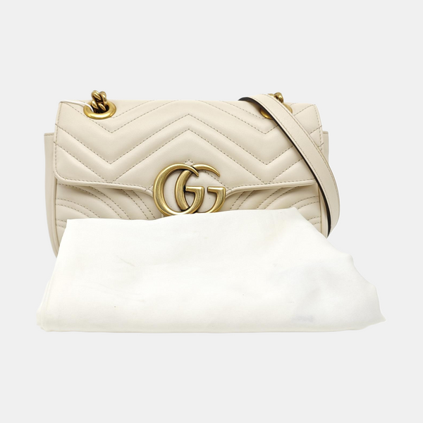 GG Marmont Small Quilted Calfskin White
