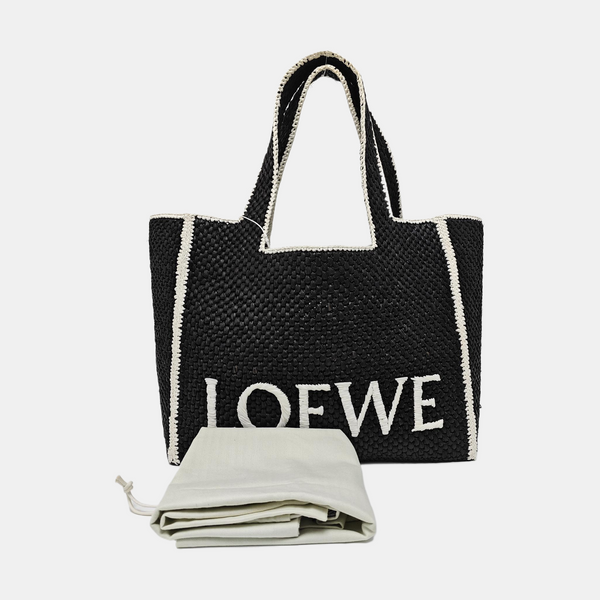 Font Tote Large Straw Black