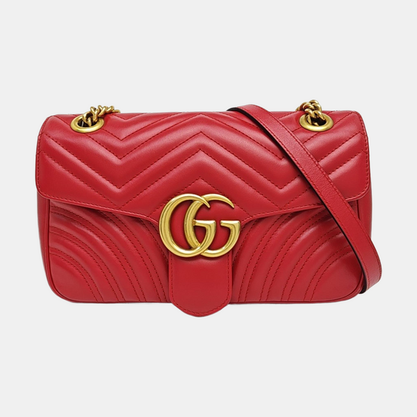 GG Marmont Medium Quilted Calfskin Red