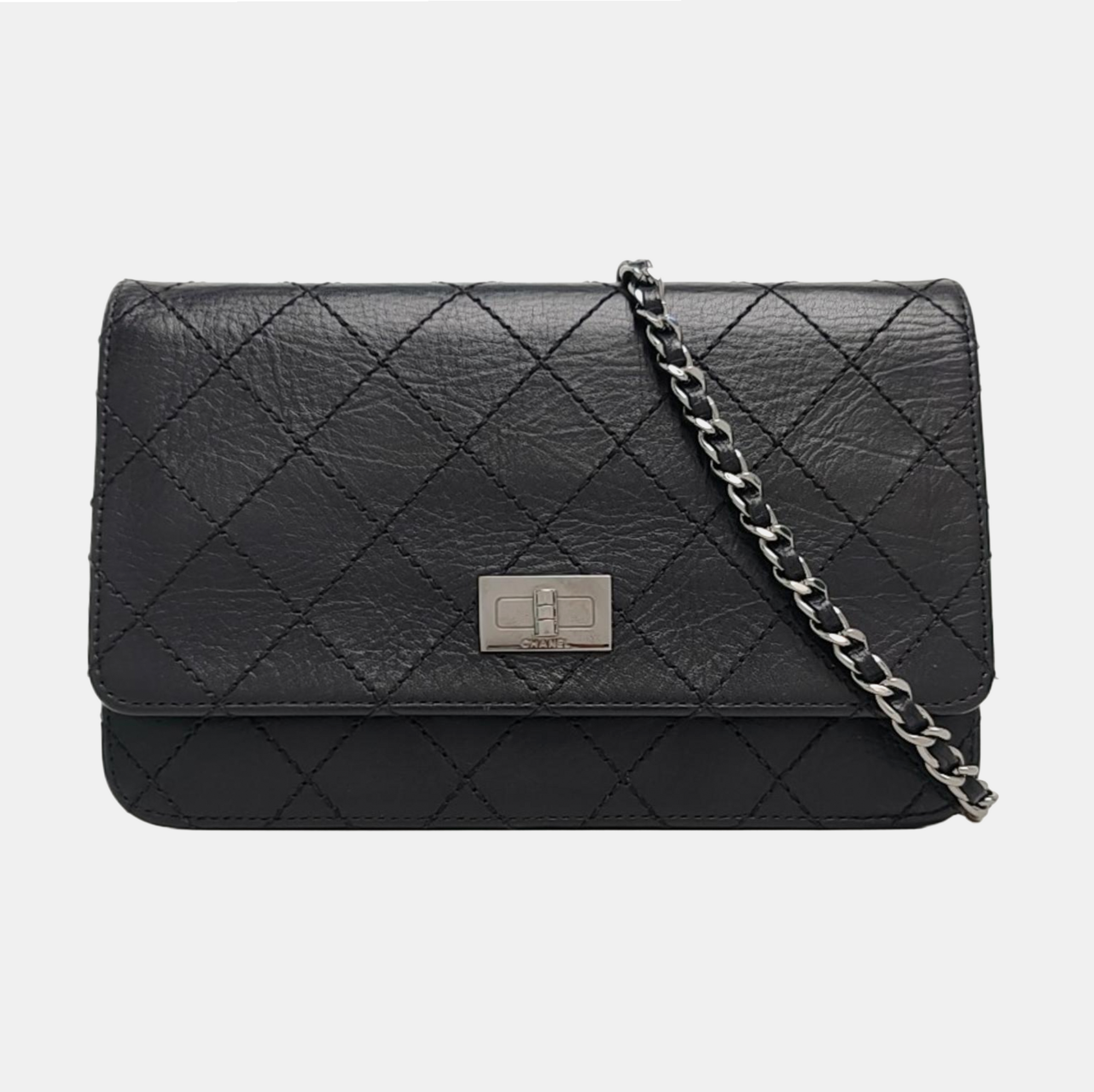 Authenticated pre-owned  2.55 WOC Quilted Calfskin Black - Crossbody Bag at Looply