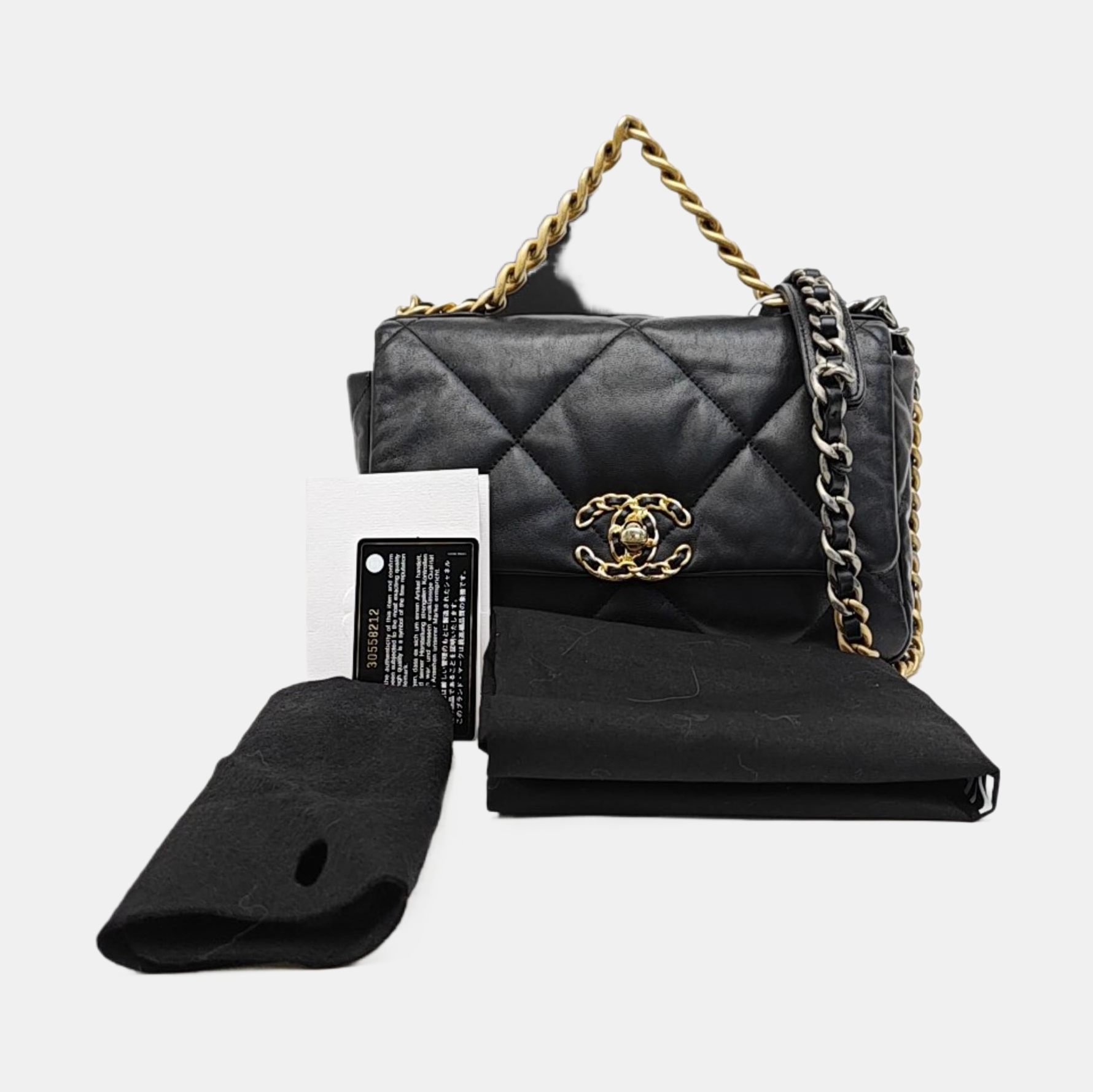 CHANEL 19 Small Quilted Lambskin Black
