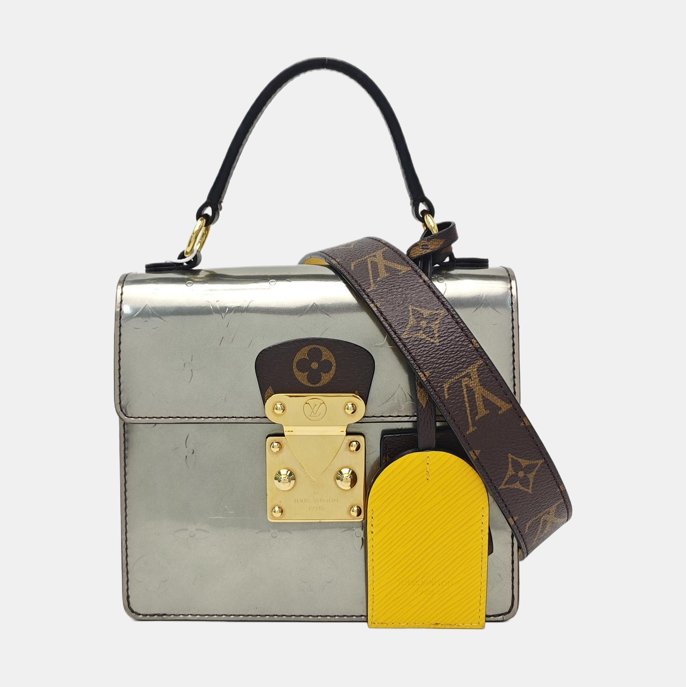 SPRING STREET Monogram Patent Leather Silver