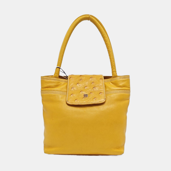 Leather Top Handle Bag Yellow