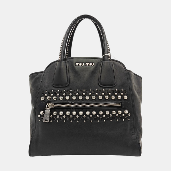 Calfskin Top Handle Bag Black