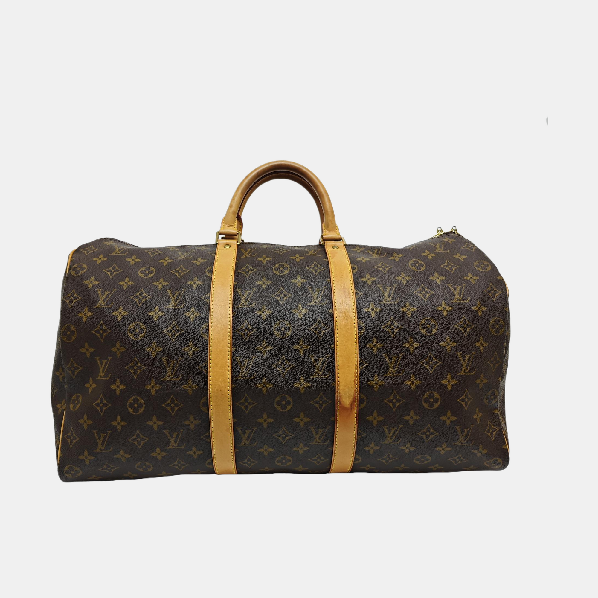 KEEPALL 50 Monogram Coated Canvas Brown