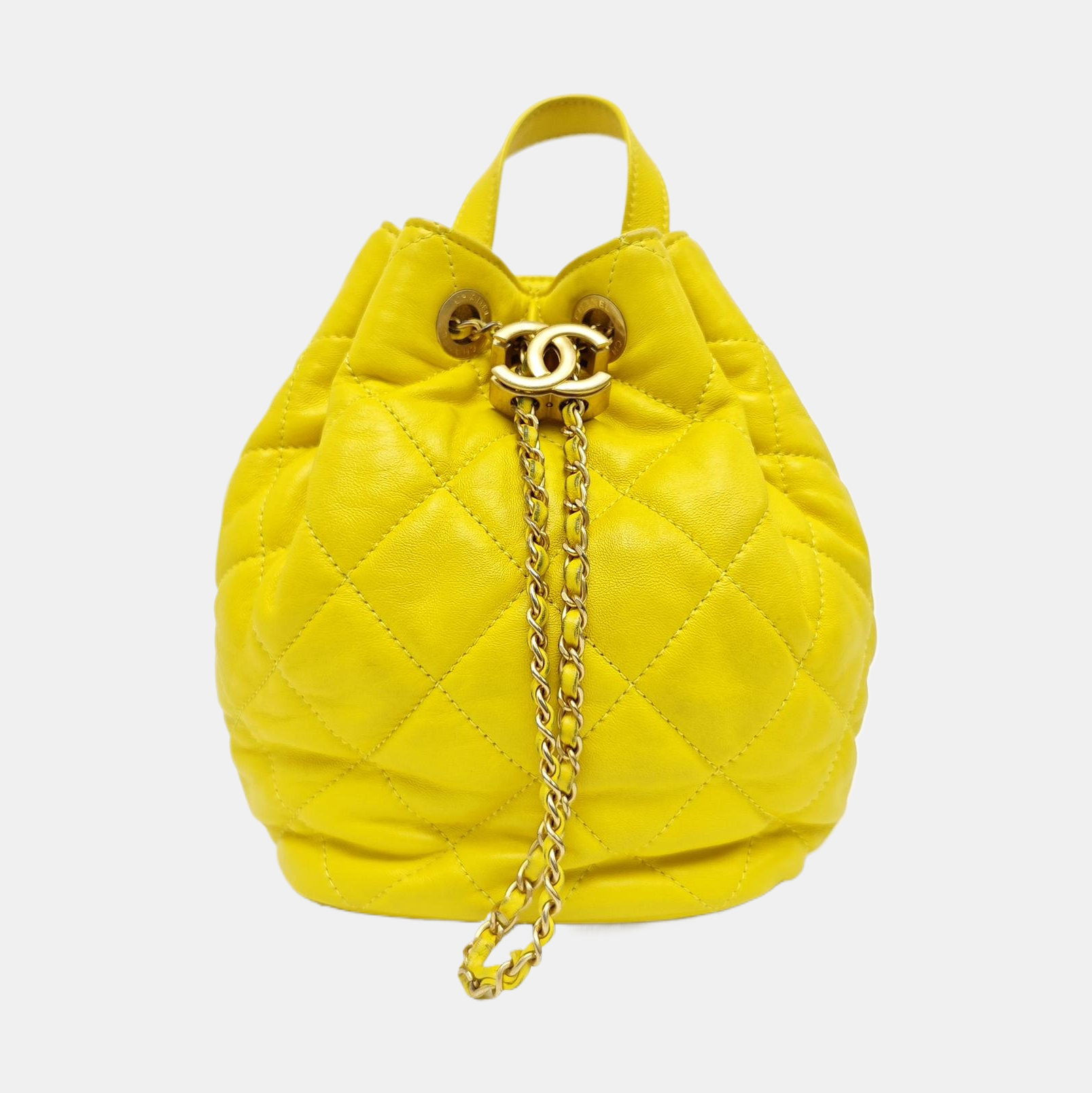 DRAWSTRING Quilted Lambskin Yellow
