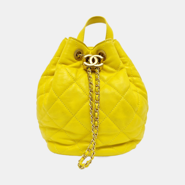 DRAWSTRING Quilted Lambskin Yellow