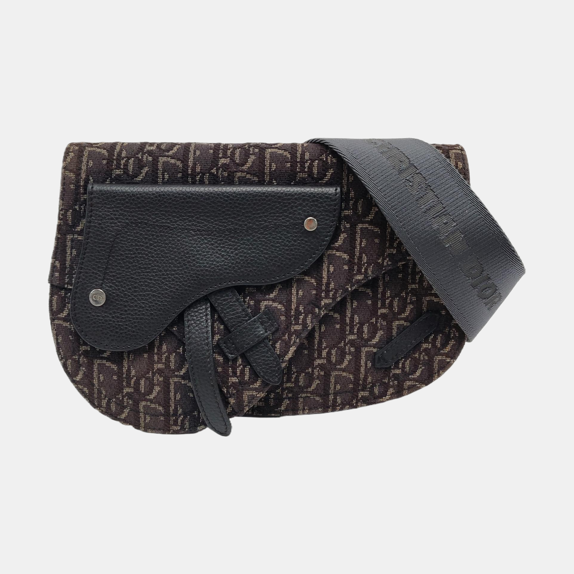 Authenticated pre-owned  Saddle Large Oblique Canvas Gray - Shoulder Bag at Looply