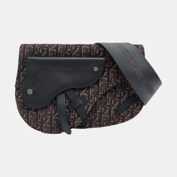 Authenticated pre-owned  Saddle Large Oblique Canvas Gray - Shoulder Bag at Looply