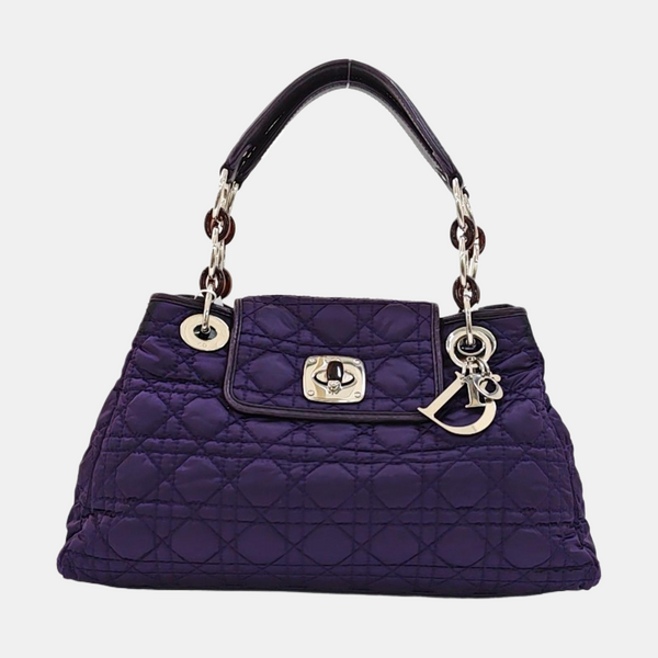 Cannage Silk Satin Tote Bag Purple
