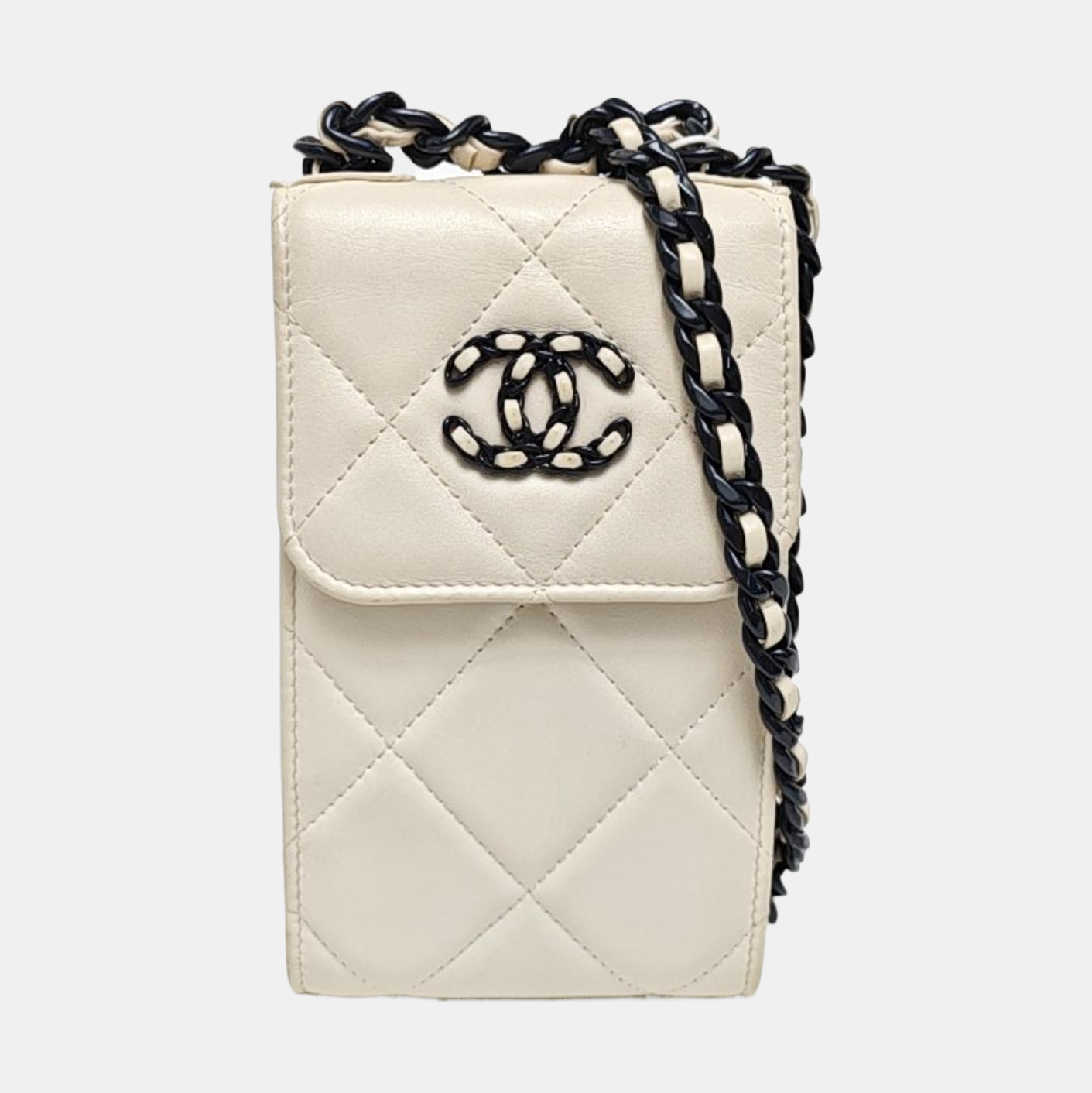 CHANEL 19 Quilted Calfskin White