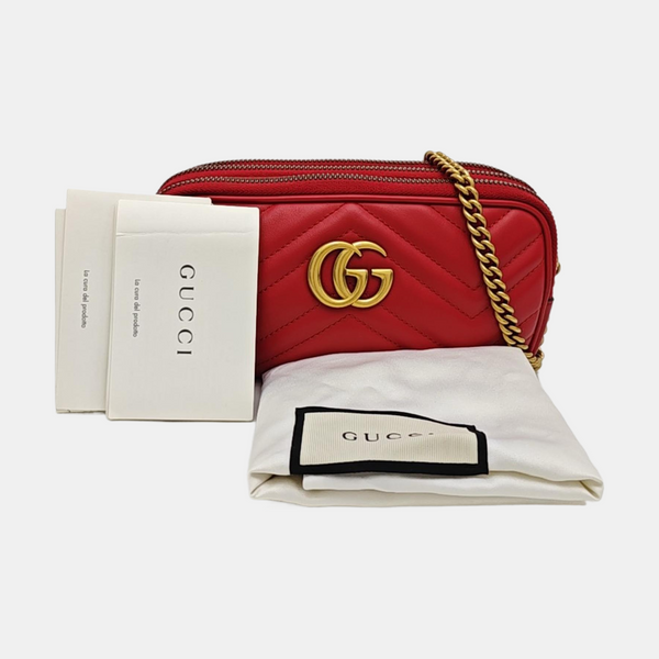 GG Marmont Mini Quilted Calfskin Red