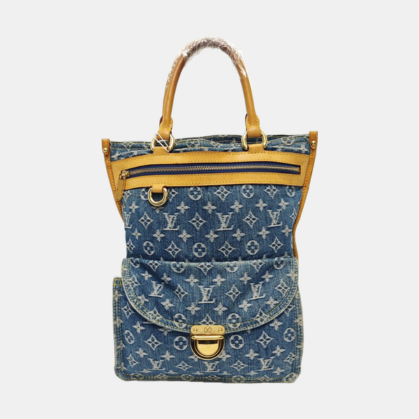 Monogram Denim Tote Bag Blue