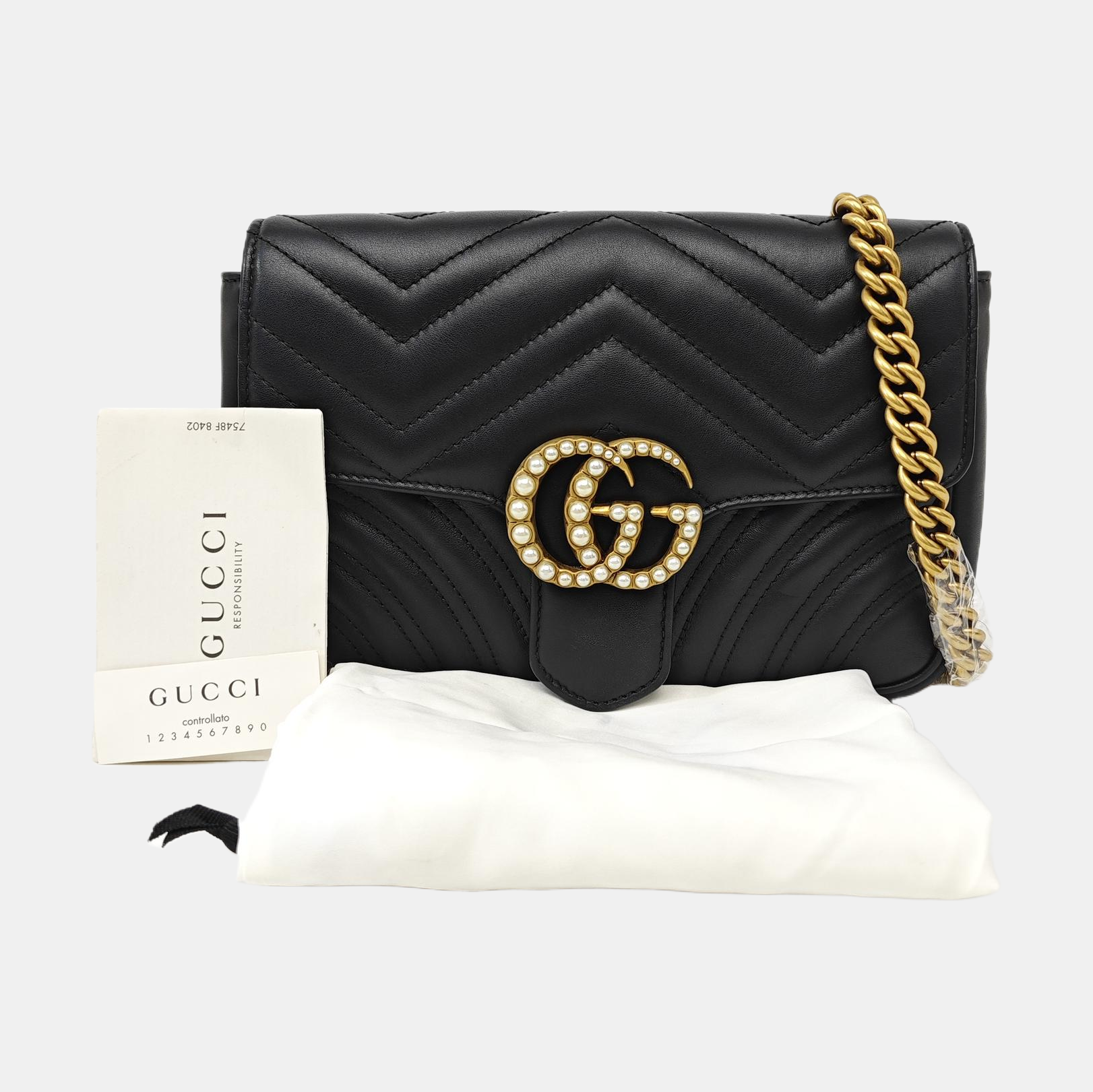 GG Marmont Small Quilted Calfskin Black