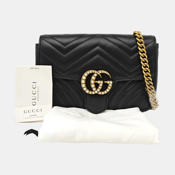 GG Marmont Small Quilted Calfskin Black
