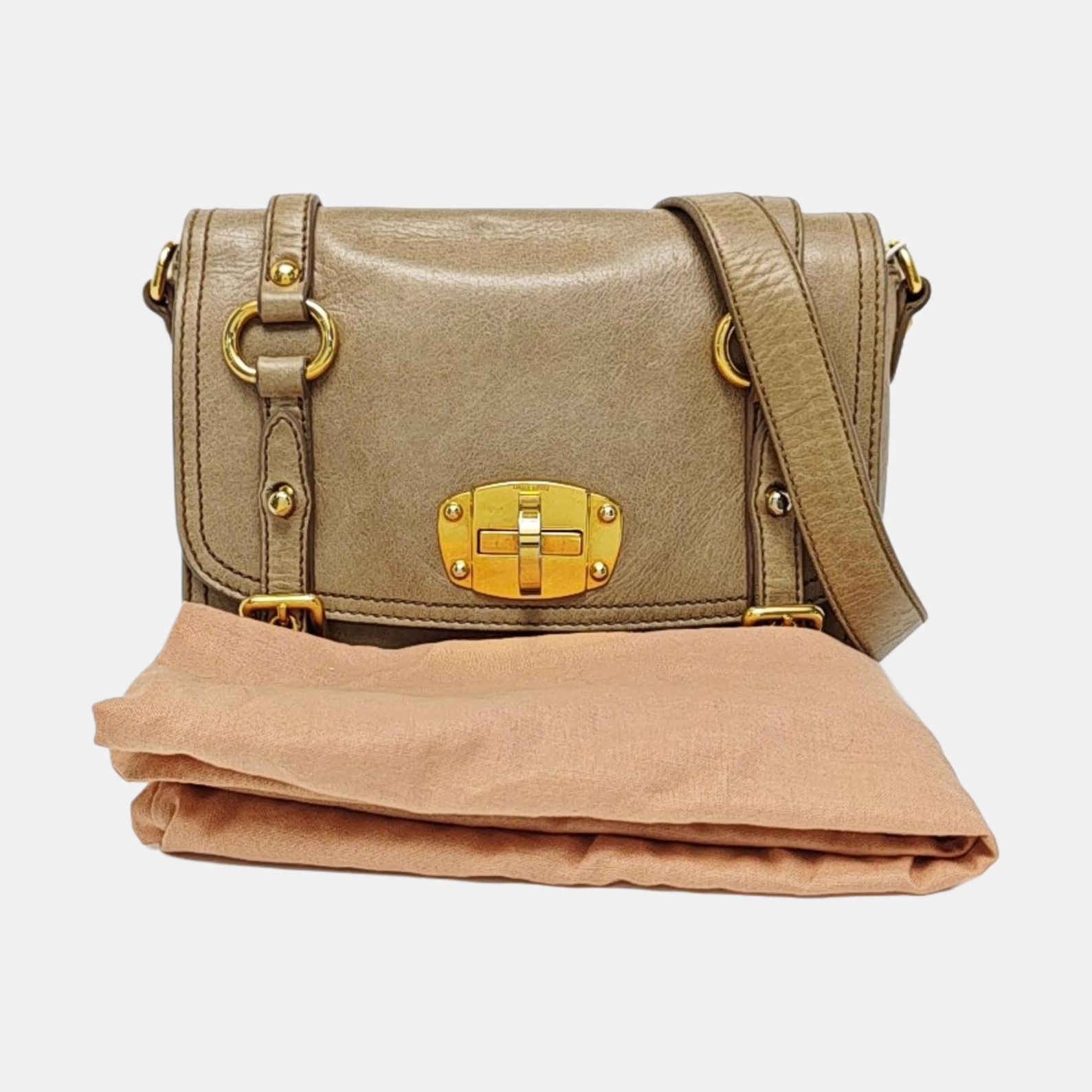Calfskin Shoulder Bag Beige