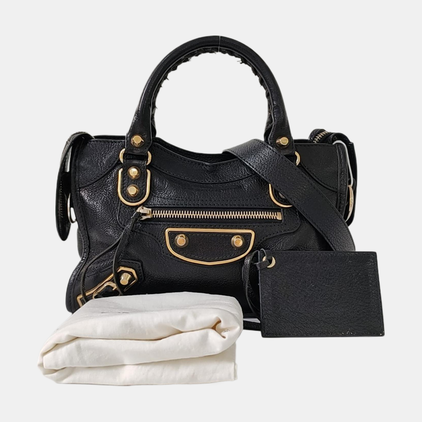Classic Metallic Edge City Mini Lambskin Black