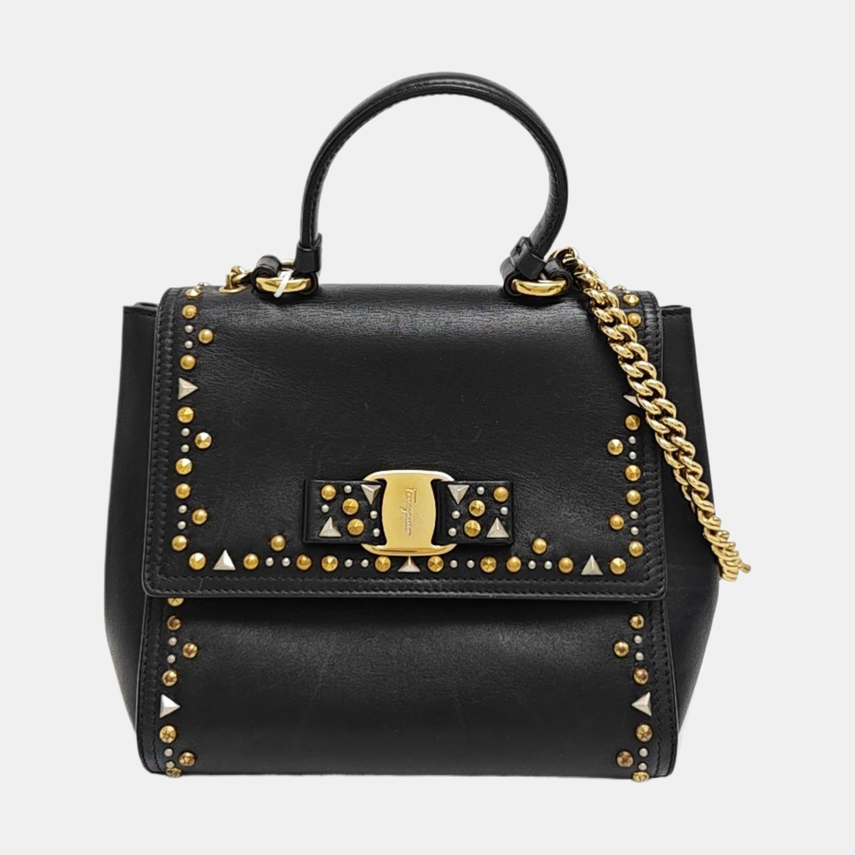 Calfskin Top Handle Bag Black