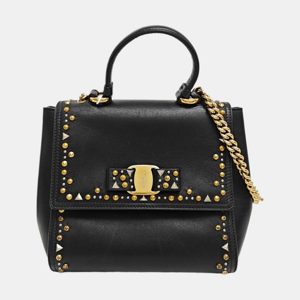 Calfskin Top Handle Bag Black