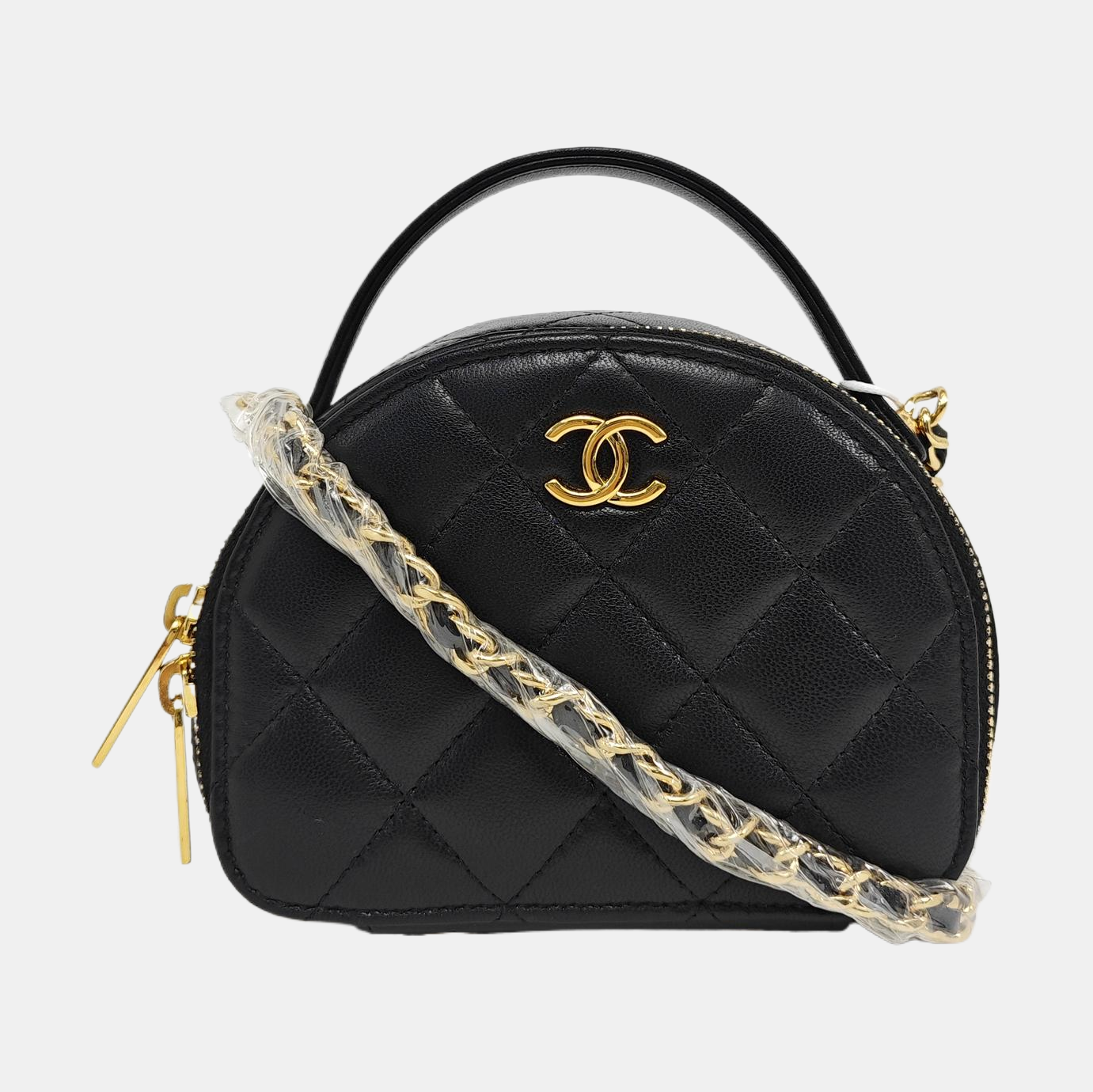 Quilted Lambskin Shoulder Bag Black