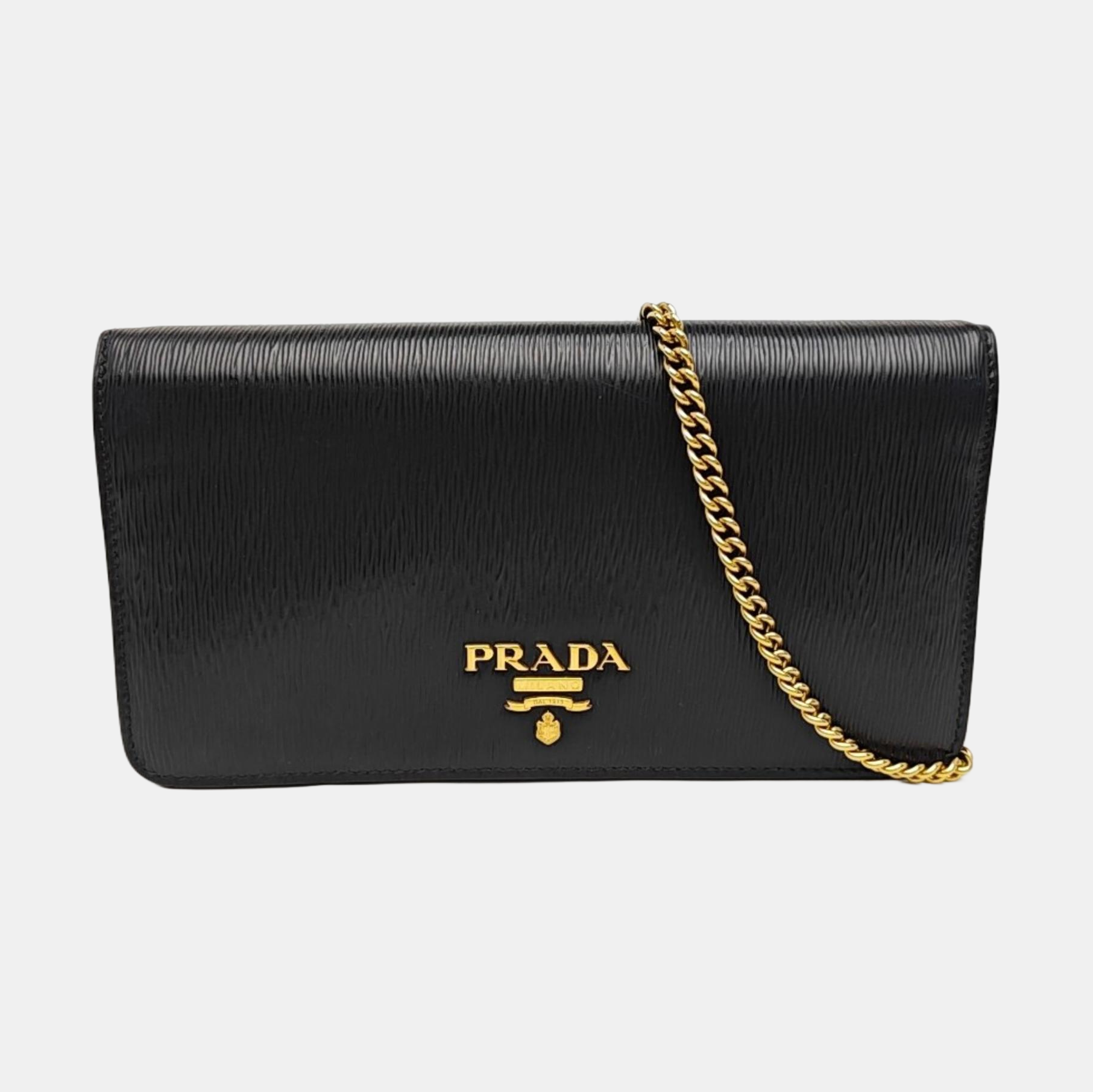 Saffiano Calfskin Shoulder Bag Black