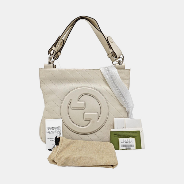 Quilted Calfskin Shoulder Bag White