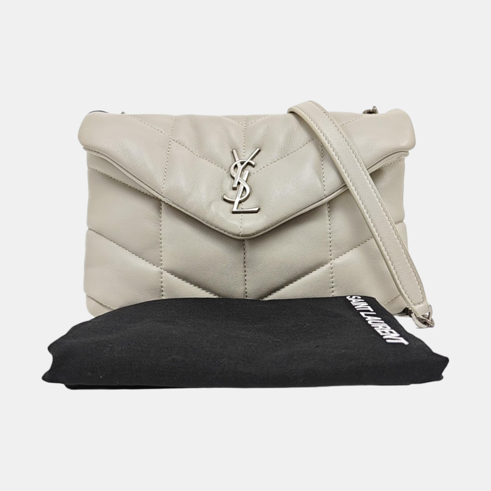 PUFFER Mini Chevron Lambskin White