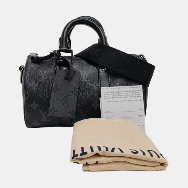 KEEPALL 25 Monogram Coated Canvas Black