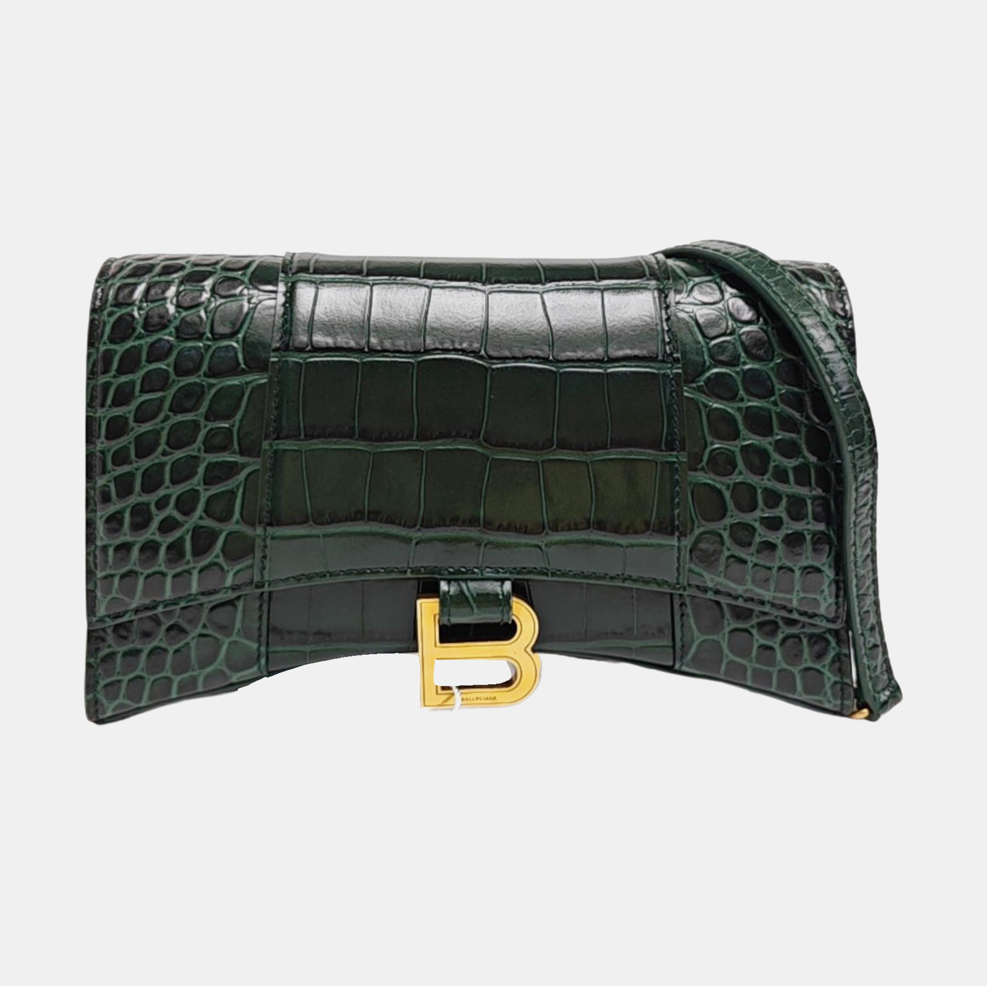 Hourglass Wallet On Chain Small Calfskin Green