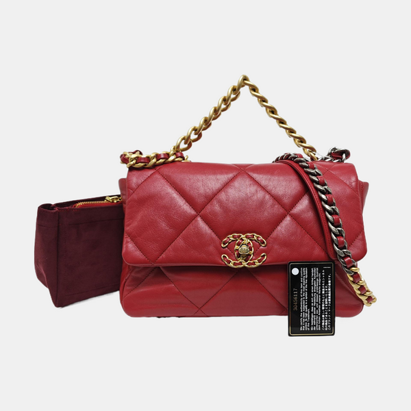 CHANEL 19 Large Quilted Lambskin Red
