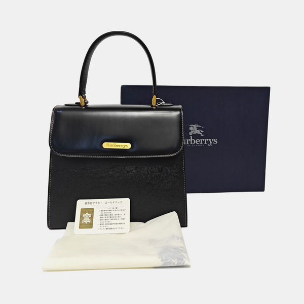 Calfskin Top Handle Bag Black