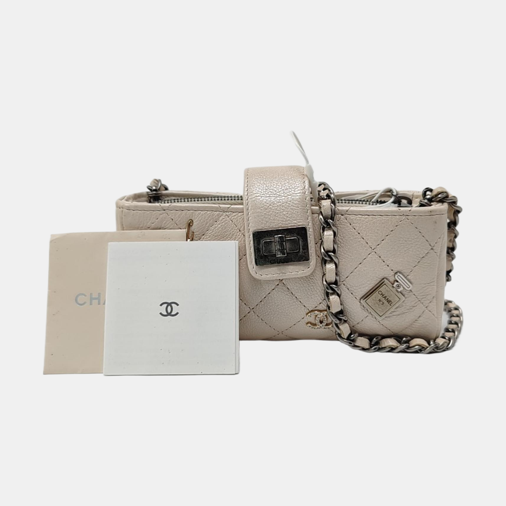 Mini Quilted Calfskin White