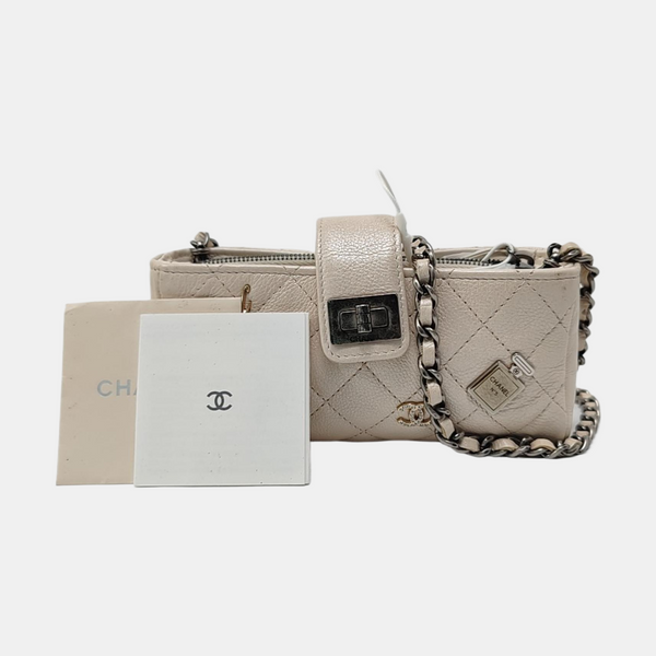 Mini Quilted Calfskin White