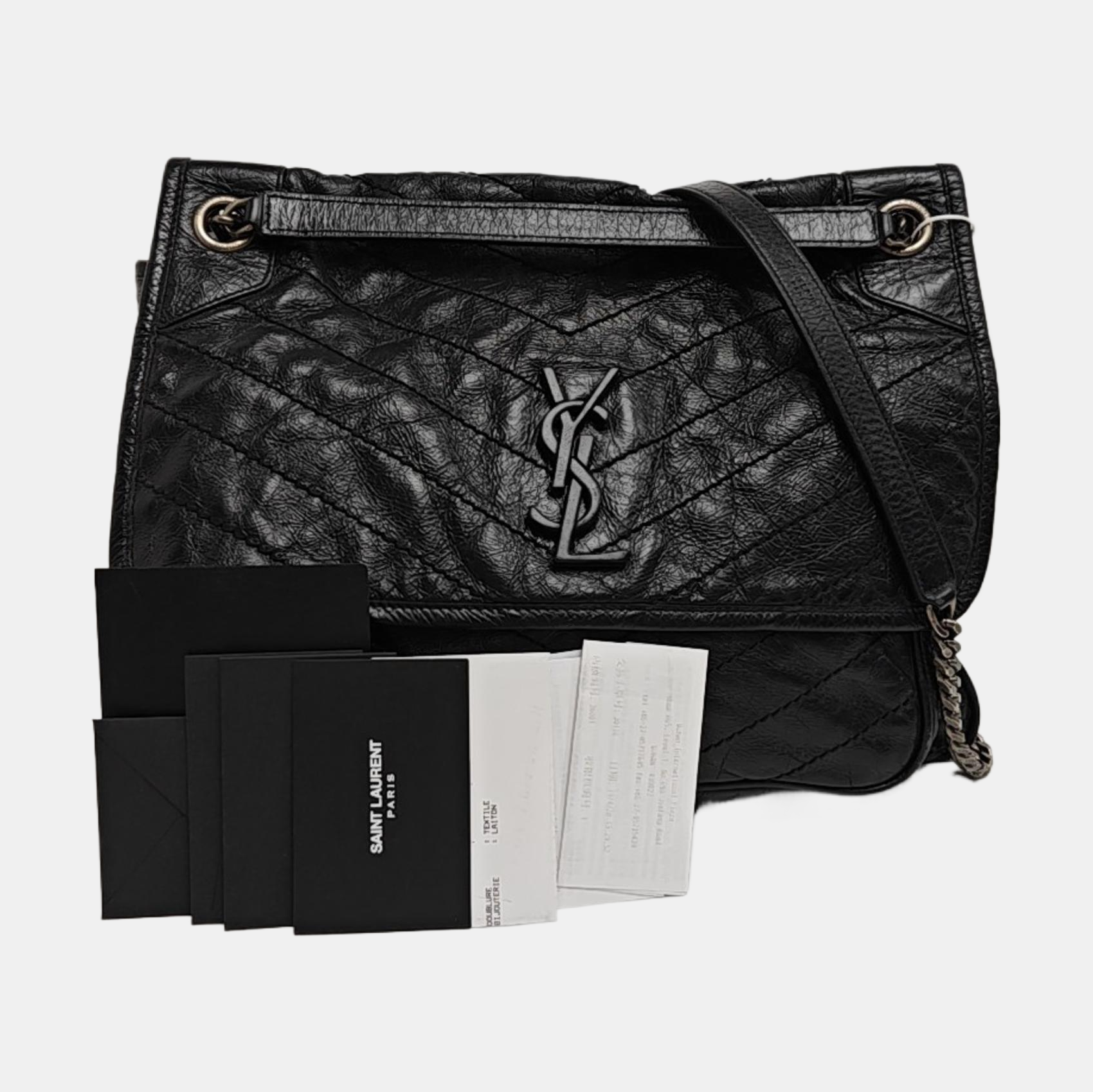 NIKI Large Chevron Calfskin Black