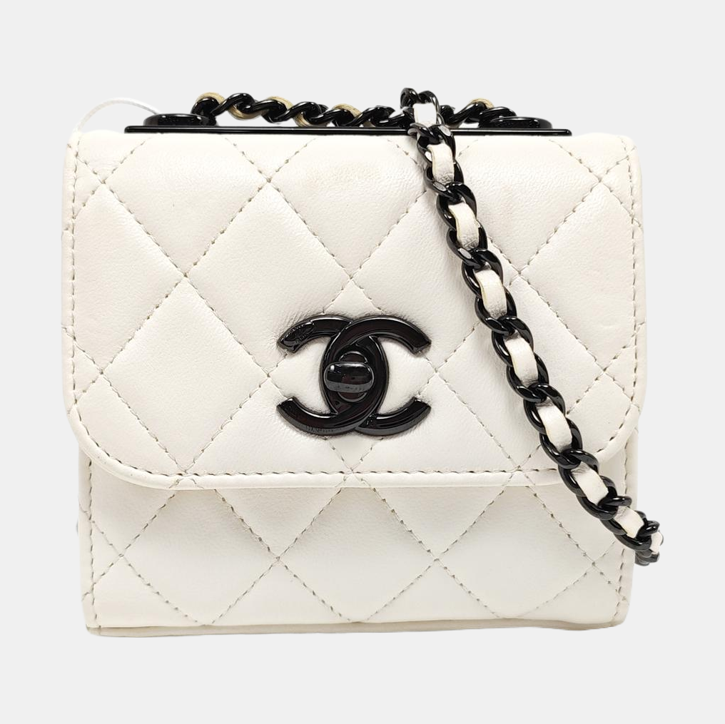 TRENDY CC Mini Quilted Lambskin White