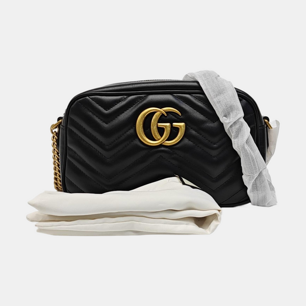GG Marmont Small Quilted Calfskin Black
