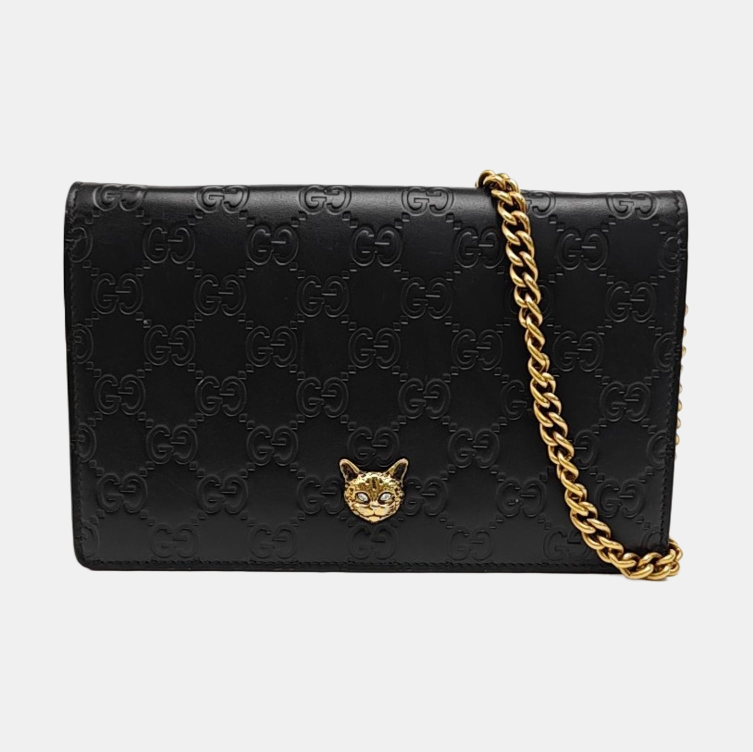 Monogram Calfskin Shoulder Bag Black