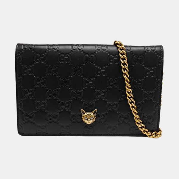 Monogram Calfskin Shoulder Bag Black