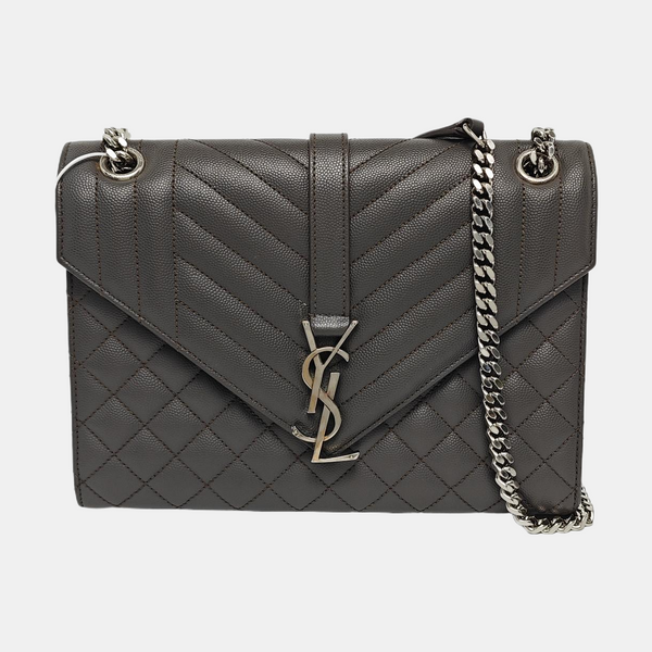 Authenticated pre-owned  ENVELOPE Medium Quilted Calfskin Gray - Shoulder Bag at Looply