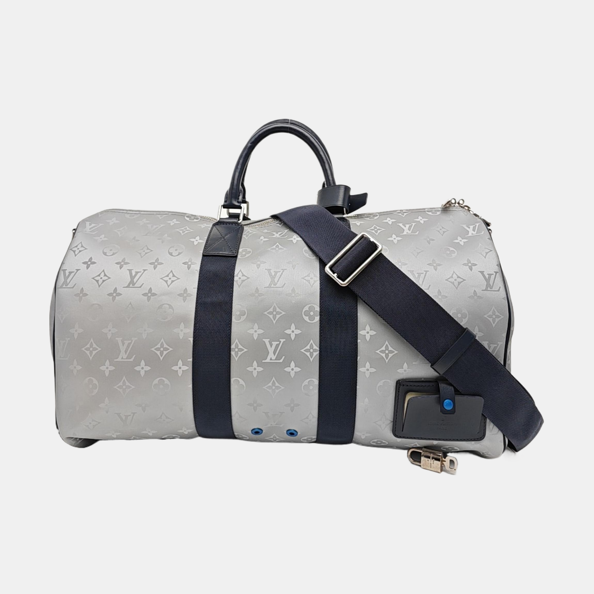 KEEPALL 50 Monogram Coated Canvas Silver