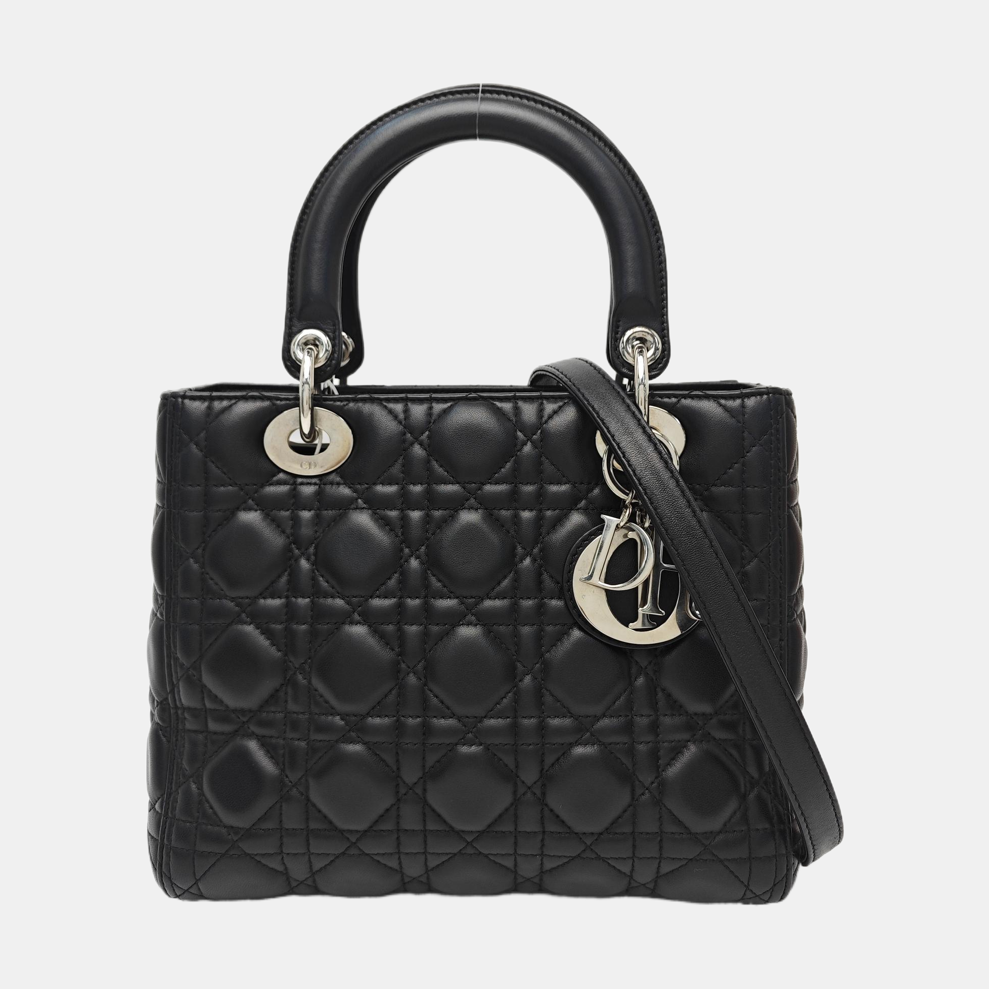 Lady Dior Medium Cannage Lambskin Black