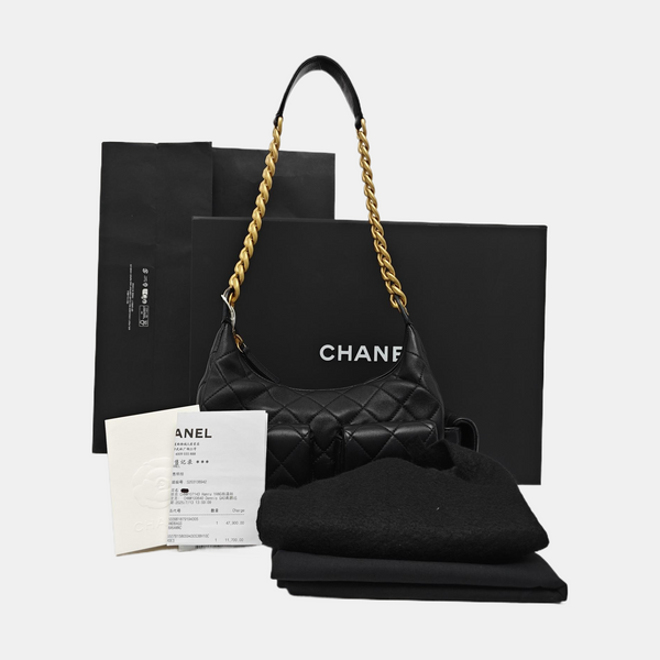 Quilted Lambskin Shoulder Bag Black