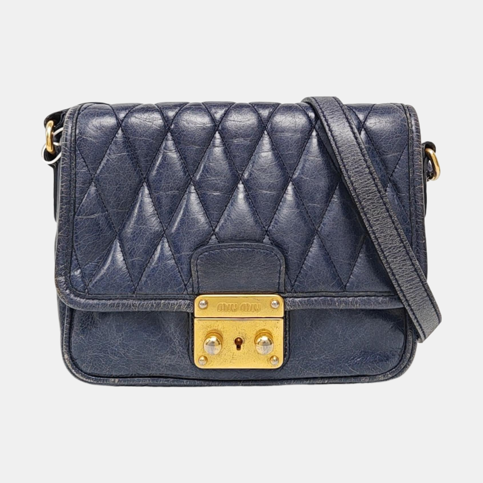 Quilted Lambskin Shoulder Bag Blue