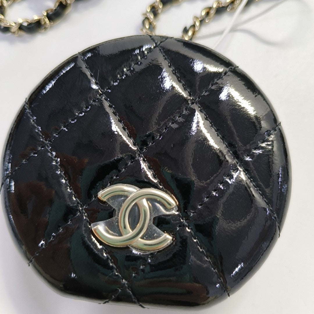 Quilted Patent Lambskin Black