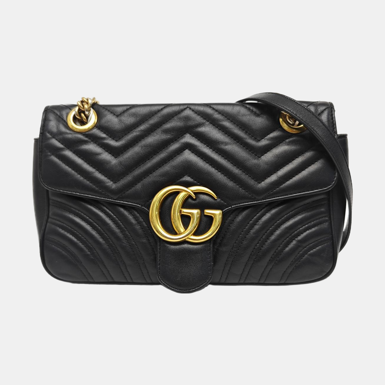 GG Marmont Medium Quilted Calfskin Black