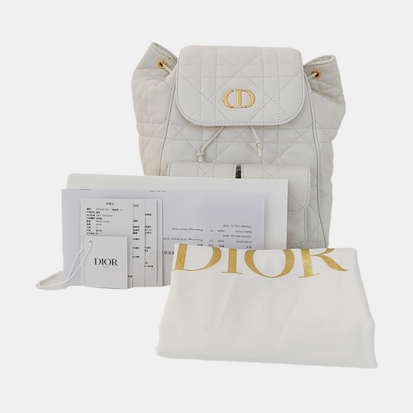 Dior Caro Medium Cannage Lambskin White